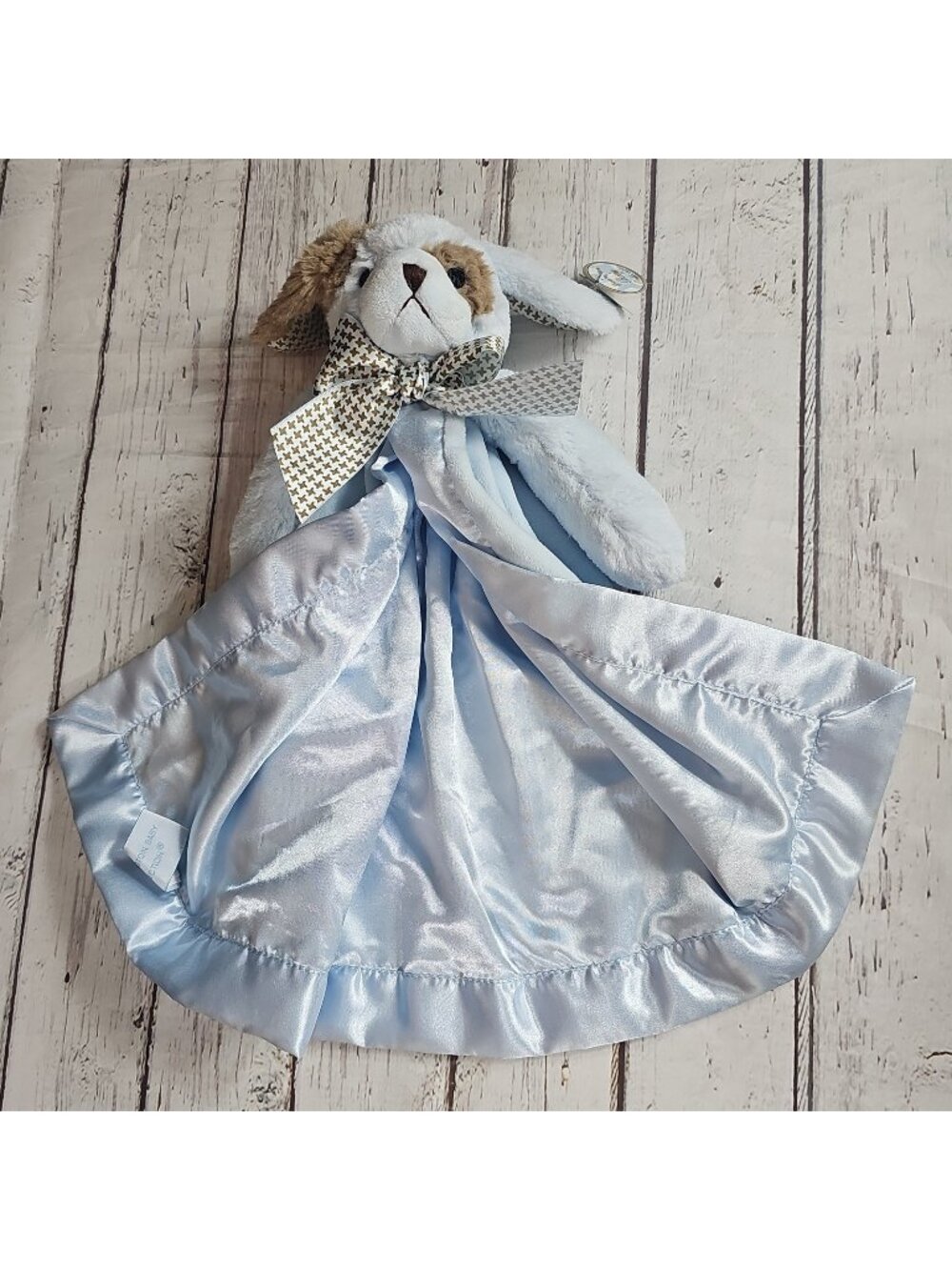 Bearington Baby Boy Blue Puppy Dog Waggles Snuggler 15" Security Blanket NWT